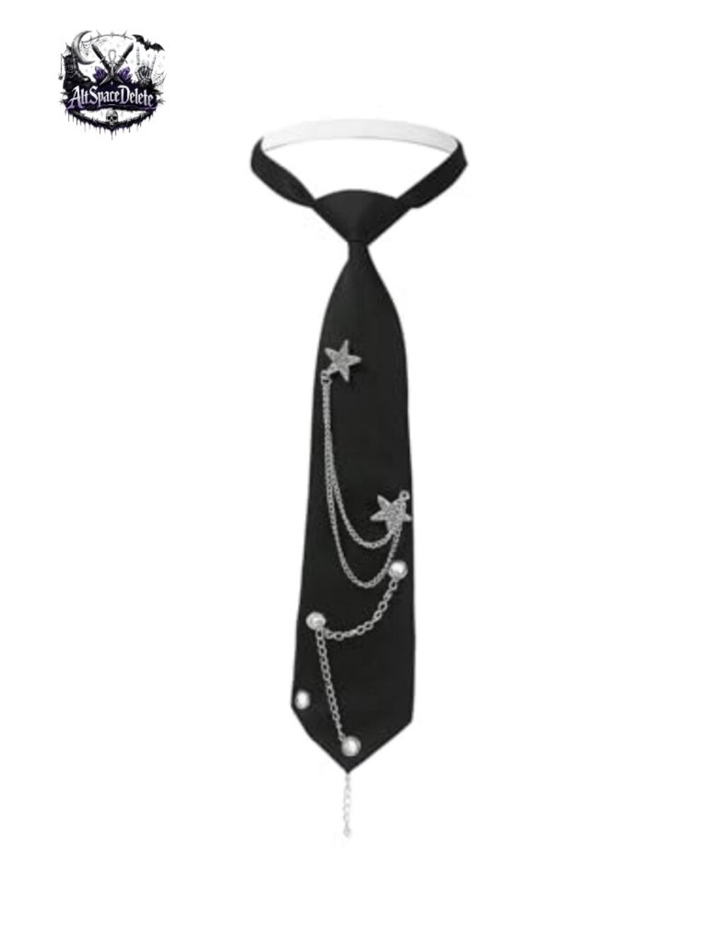 Goth Rhinestone Star Metal Chain Necktie Adjustable Punk Uniform Shirt Accessory